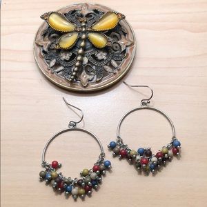 New York & Company Colorful Beaded Hoop Earrings
